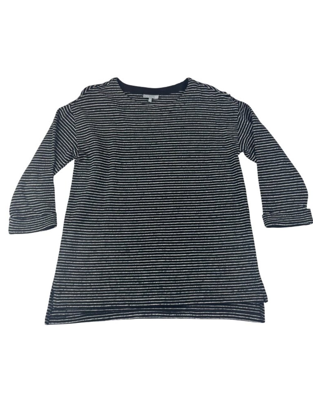 Habitat Clothes To Live S/M In Black White Striped 3/4 Sleeve Cotton Tunic Top